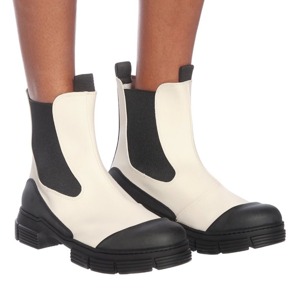 GANNI Waterproof Recycled Rubber City Boot In Brazilian Sand Size 7 EU37